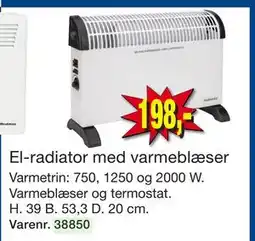 Harald Nyborg El-radiator med varmeblæser tilbud