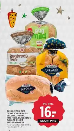 MENY SCHULSTAD DET GODE HVEDEBRØD ELLER KOHBERG RUGMILD, RUGBRØDSBOLLER ELLER RUGSANDWICH tilbud
