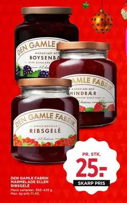 MENY DEN GAMLE FABRIK MARMELADE ELLER RIBSGELÉ tilbud