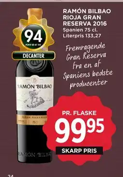 MENY RAMÓN BILBAO RIOJA GRAN RESERVA 2016 tilbud