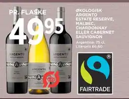 MENY ØKOLOGISK ARGENTO ESTATE RESERVE, MALBEC, CHARDONNAY ELLER CABERNET SAUVIGNON tilbud