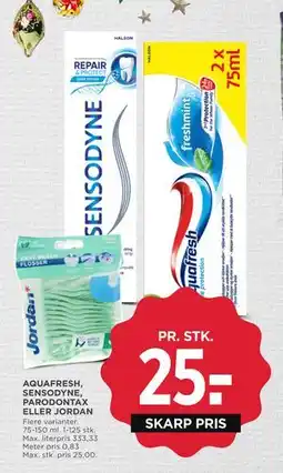 MENY AQUAFRESH, SENSODYNE, PARODONTAX ELLER JORDAN tilbud