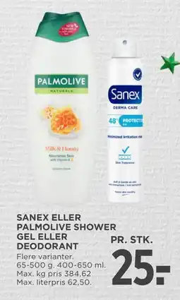 MENY SANEX ELLER PALMOLIVE SHOWER GEL ELLER DEODORANT tilbud