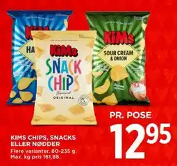 MENY KIMS CHIPS, SNACKS ELLER NØDDER tilbud