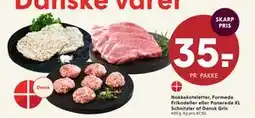 SPAR Nakkekoteletter, Formede Frikadeller eller Panerede XL Schnitzler af Dansk Gris tilbud
