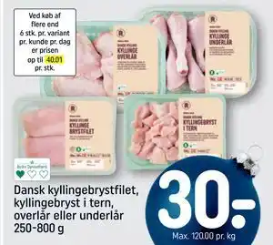 Dansk kyllingebrystfilet, kyllingebryst i tern, overlår eller underlår 250-800 g