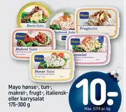 REMA 1000 Mayo hønse-, tun-, makrel-, frugt-, italiensk- eller karrysalat 175-300 g tilbud