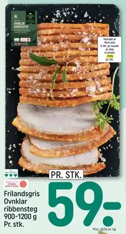 REMA 1000 Frilandsgris Ovnklar ribbensteg 900-1200 g Pr. stk tilbud