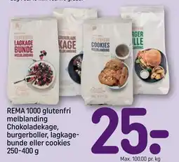 REMA 1000 REMA 1000 glutenfri melblanding Chokoladekage, burgerboller, lagkagebunde eller cookies 250-400 g tilbud