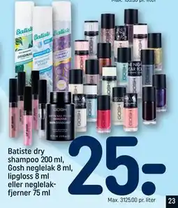 REMA 1000 Batiste dry shampoo 200 ml, Gosh neglelak 8 ml, lipgloss 8 ml eller neglelakfjerner 75 ml tilbud