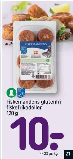 REMA 1000 Fiskemandens glutenfri fiskefrikadeller 120 g tilbud