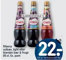 REMA 1000 Ribena solbær, light eller blandet bær & frugt 85 cl. Ex. pant tilbud