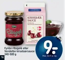 REMA 1000 Fynbo ribsgelé eller Vendelbo kirsebærsauce 340-500 g tilbud