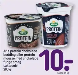REMA 1000 Arla protein chokolade budding eller protein mousse med chokolade fudge smag Laktosefri 200 g tilbud