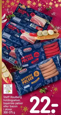 REMA 1000 Steff Houlberg hotdogpølser, bayerske pølser eller bacon tilbud