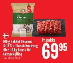 Min Købmand 600 g Hakket Oksekød 14-18 % af Dansk Kødkvæg eller 1,8 kg Dansk Hel Kæmpekylling tilbud