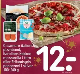 REMA 1000 Casamore italiensk pizzabund, Karolines Køkken mozzarella i tern tilbud