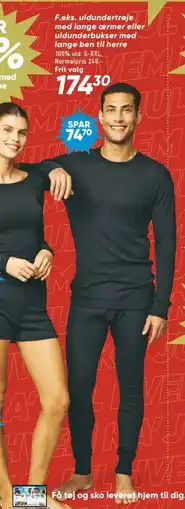 Bilka uldundertrøje med lange ærmer eller uldunderbukser med lange ben til herre tilbud