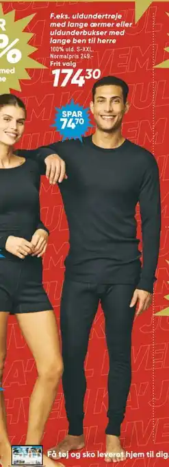 Uldundertrøje med lange ærmer eller uldunderbukser med lange ben til herre