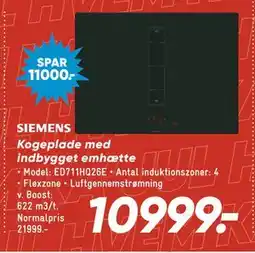 Bilka Kogeplade med indbygget emhætte tilbud