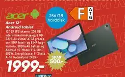 Bilka Acer 12” Android tablet tilbud