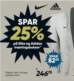 Bilka SPAR 25% på Nike og Adidas træningsbukser tilbud