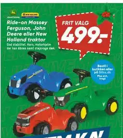 Bilka Ride-on Massey Ferguson, John Deere eller New Holland traktor tilbud
