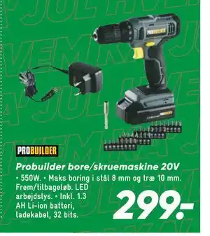 Bilka Probuilder bore/skruemaskine 20V tilbud