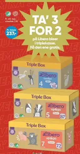 Bilka TA' 3 FOR 2 på Libero bleer i triplekasse tilbud