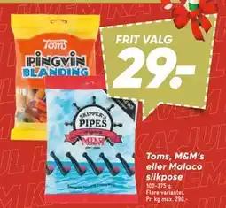 Bilka Toms, M&M’s eller Malaco slikpose tilbud