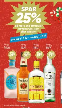 Bilka SPAR 25% på mere end 30 flasker udvalgt Gin, Rom eller Whisky tilbud