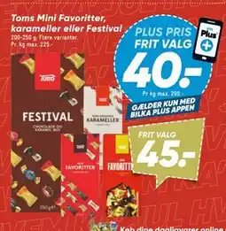 Bilka Toms Mini Favoritter, karameller eller Festival tilbud