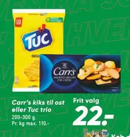 Bilka Carr’s kiks til ost eller Tuc trio tilbud