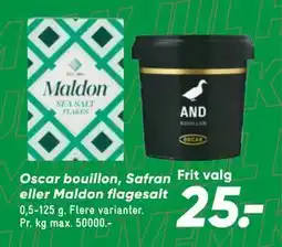 Bilka Oscar bouillon, Safran eller Maldon flagesalt tilbud