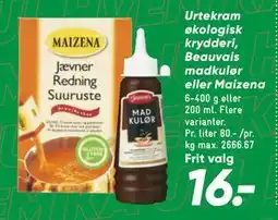 Bilka Urtekram økologisk krydderi, Beauvais madkulør eller Maizena tilbud