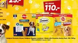 Bilka Pedigree Dentastix 56 pak, Pedigree Megabox Jumbone + Rodeo eller Dreamies Variety Pack tilbud