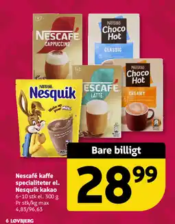 Løvbjerg Nescafé kaffe specialiteter el. Nesquik kakao tilbud