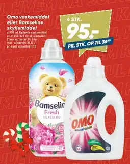 Bilka Omo vaskemiddel eller Bamseline skyllemiddel tilbud