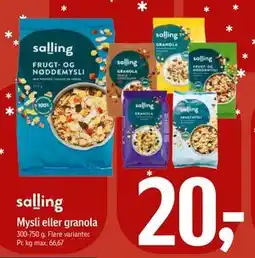 Føtex Mysli eller granola tilbud