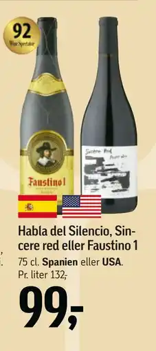 Føtex Habla del Silencio, Sincere red eller Faustino 1 tilbud