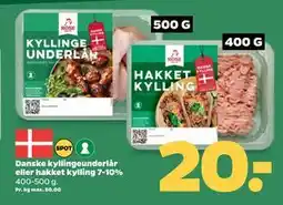 Netto Danske kyllingeunderlår eller hakket kylling 7-10% tilbud