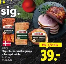 Lidl Røget bacon, hamburgerryg eller røget skinke tilbud