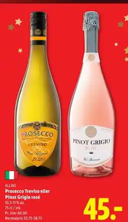 Lidl Prosecco Treviso eller Pinot Grigio rosé tilbud
