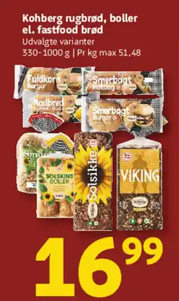 Løvbjerg Kohberg rugbrød, boller el. fastfood brød tilbud