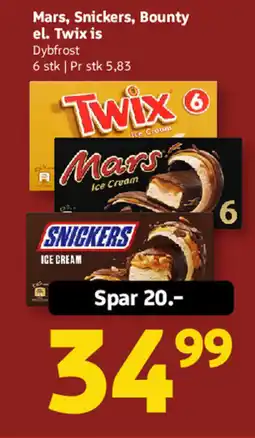 Løvbjerg Mars, Snickers, Bounty el. Twix is tilbud