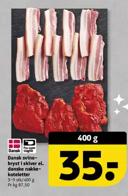 Løvbjerg Dansk svine- bryst i skiver el. danske nakke- koteletter tilbud