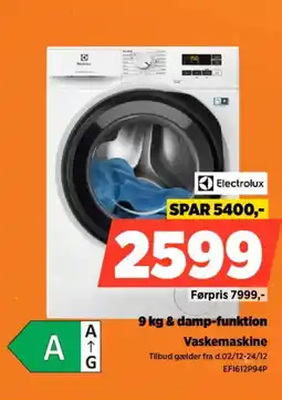 Power Electrolux & damp-funktion Vaskemaskine tilbud