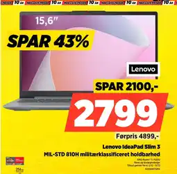 Power Lenovo IdeaPad Slim 3 MIL-STD 810H militærklassificeret holdbarhed tilbud