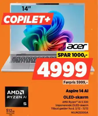 Acer aspire 14 al oled-skærm