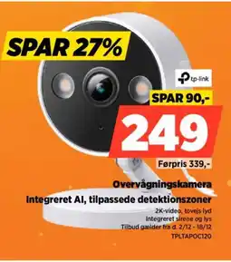 Power Integreret al, tilpassede detektionszoner tp-link overvågningskamera tilbud
